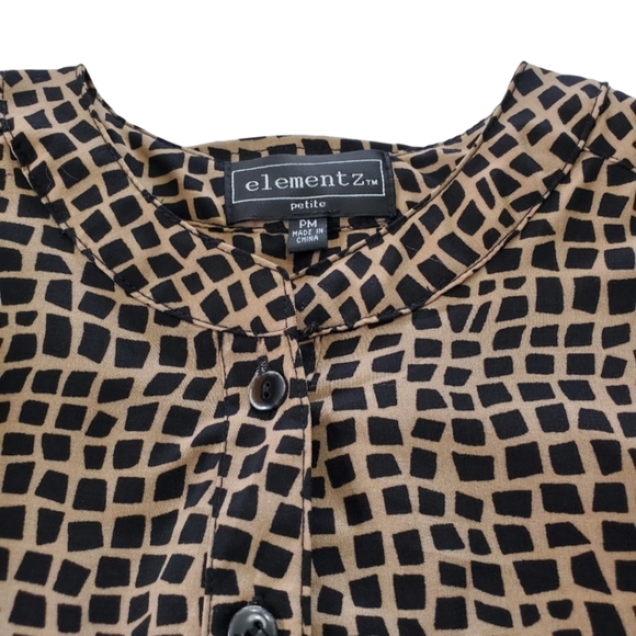 Elementz Button Down Blouse Sz M Petite - Picture 2 of 12